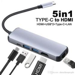 5 In 1 USB Type C Hub Hdmi USB C Rj45 Lan Adapter