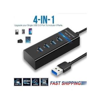 Usb 3.0 HUB 4 Port Extender Splitter For Laptop/PC