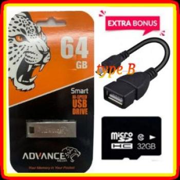 Metallic Flash Drive 64GB USB With Free OTG Cable, Memory Card 32GB High Speed