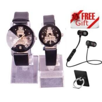 A Pair Of Couple Wrist Watch Leather - FREE WIRELESS EARPHONE BLUETOOHT,RING
