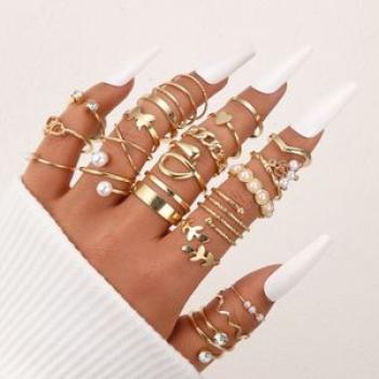 Fashion 025 22 In 1 Knuckle Ring Set For Ladies Gold
