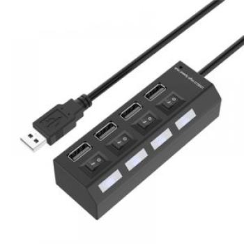 4 Port USB 2.0 HUB Extender Adapter -Black