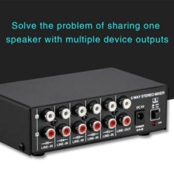 Portable 5-Channel Stereo Active Mixer Multi-Channel Mixer 130x77x38mm