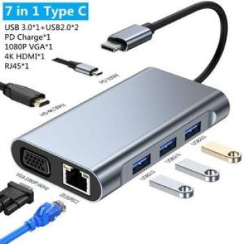 45811in1 USB C Hub 3.0 Type C Dock Splitter Multiport