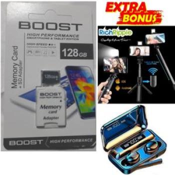 128GB Ultra High Speed Memory Card - 128 GB Micro SD Card 128 GB  & SD Adaptor  Plus Tripod Selfie S