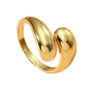Electroplated Elegant Ring Stylish Adjustable Stainless Steel for Her Golden