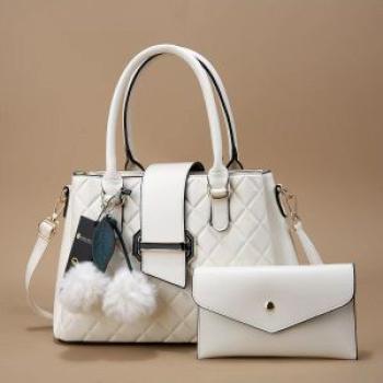 Chic Quilted 2 in 1 Handbag Set with Matching Clutch