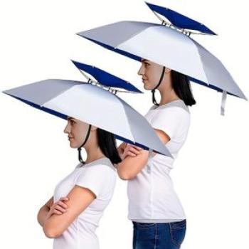 1pc Ultimate Double Layers Umbrella Hat Adjustable Head Mount All-Weather Protection - Ideal for