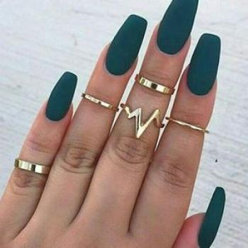 5pc Gold Lightning Waves Knuckle Rings