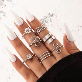 Bohemian wave flower 7pcs Ring set