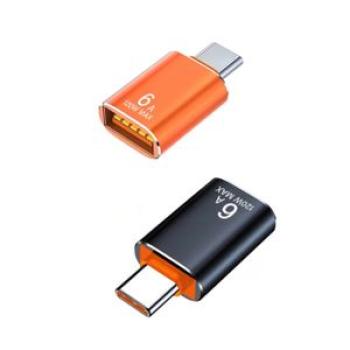 2PCS USB 3.1 To 6A Type-C OTG Adapter Black/Orange