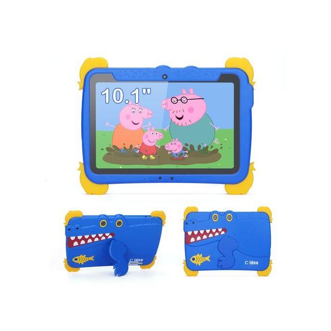 10.1 Inch Kids Tablets Android 13 64GB ROM 6000mAh For Toddler Blue
