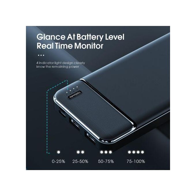 10000mAh Power Bank LCD Compact Slim Fast Charge black — view 3