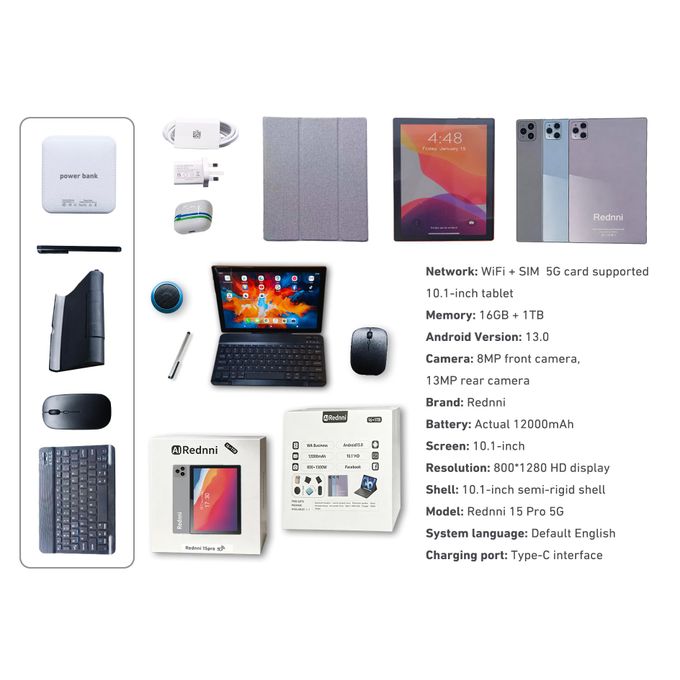 15pro Tablet - 10.1 - Android 13 - 16GB RAM - 1TGB Storage Case — view 2