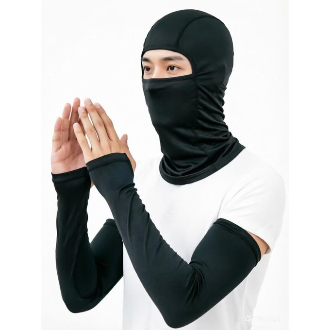2-in-1 Cycling Balaclava Mask and Cooling Arm Sleeves Set,Motorcycle face mask and