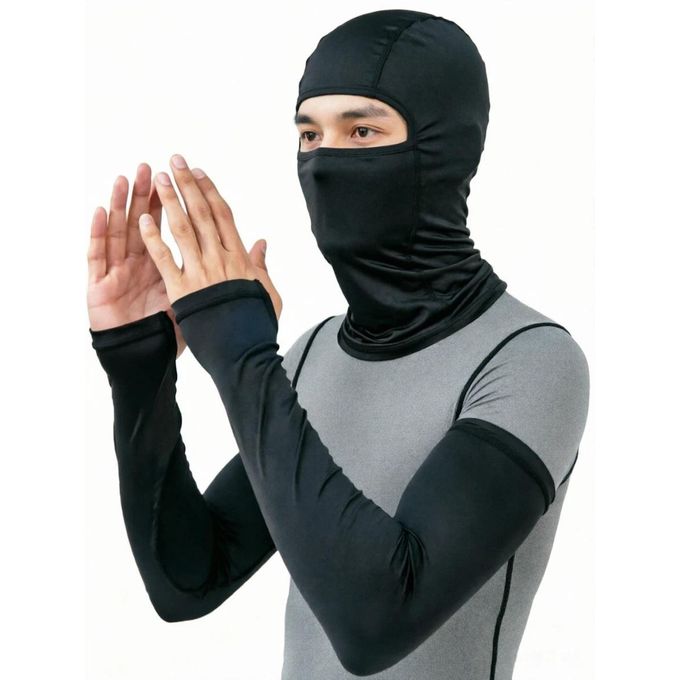2-in-1 Cycling Balaclava Mask and Cooling Arm Sleeves Set,Motorcycle face mask and — view 3