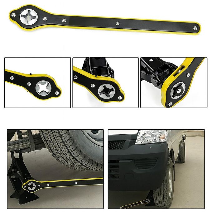 2 Ton Scissor Car Jack with Ratchet Wrench - Foldable Mechanical Lifting Tool for — view 2