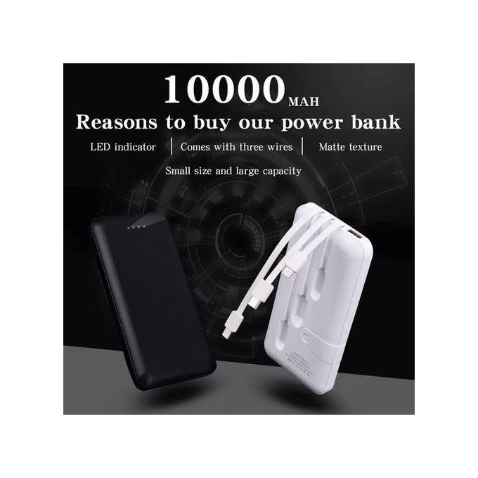 3-Cables Portable Power Bank 10000mAh Fast Charger — view 2