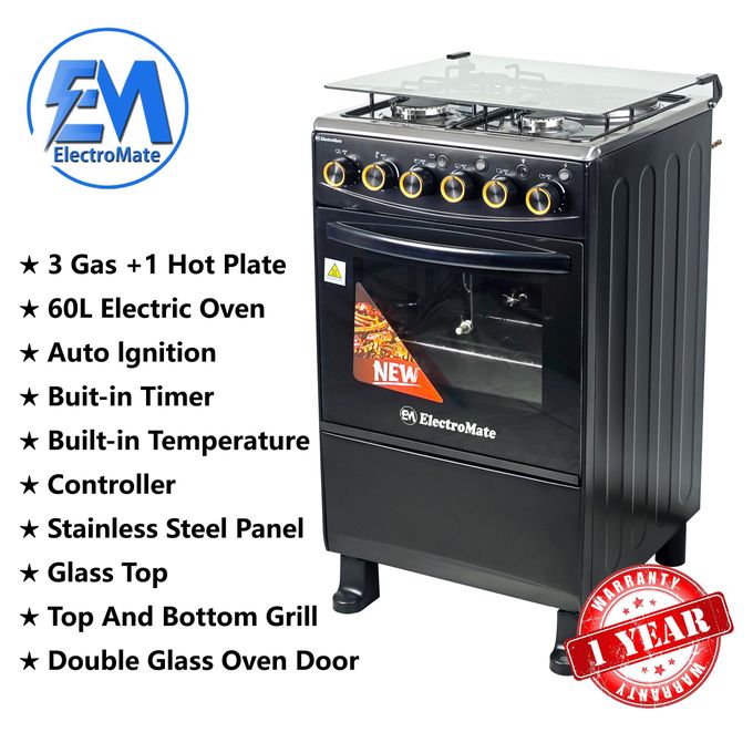 3 Gas + 1 Electric 4 Burners Free Standing Gas Cooker Cooking Range with 50L Oven