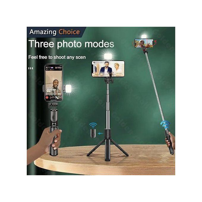 3-in-1 Selfie Stick Phone Camera Tripod Stand with Bluetooth Remote - 360° Rotating