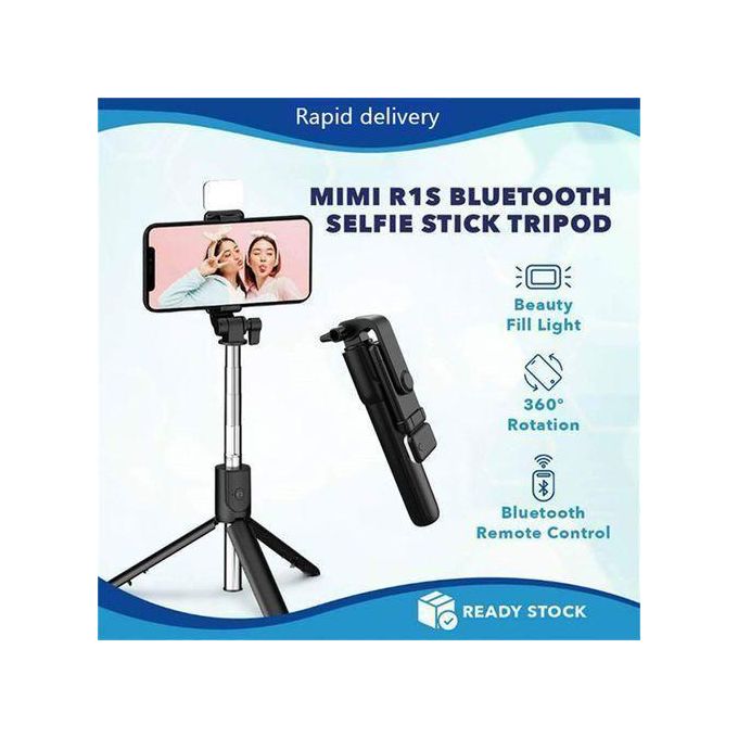 3-in-1 Selfie Stick Phone Camera Tripod Stand with Bluetooth Remote - 360° Rotating — view 2