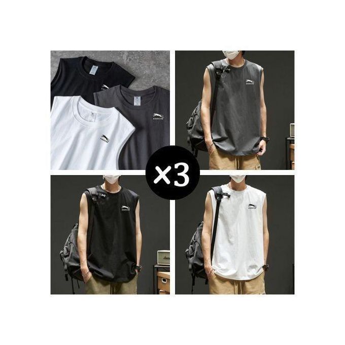 3-in-1 Summer Sleeveless Camisole T-shirt (black+gray+white)