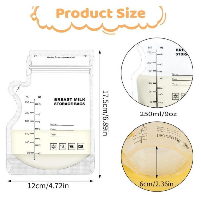 30-Pack Breast Milk Storage Bags, Baby Formula Bags - 250ml — view 2