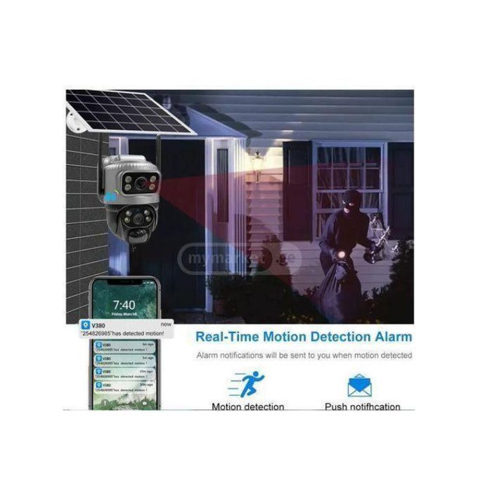 4G/WIFI SOLAR POWERED CAMERA DUAL LENSE WITH SIMCARD SLOT AND MEMORY CARD — view 2