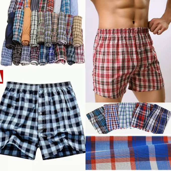 6Pcs Pure Cotton Checked Men's Boxers - Multicolor — view 3