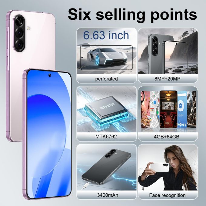 A56 6.7 inch Smartphone, 4+64GB,Android 14,4G Network Dual SIM, GPS WIFI All-in-One — view 2