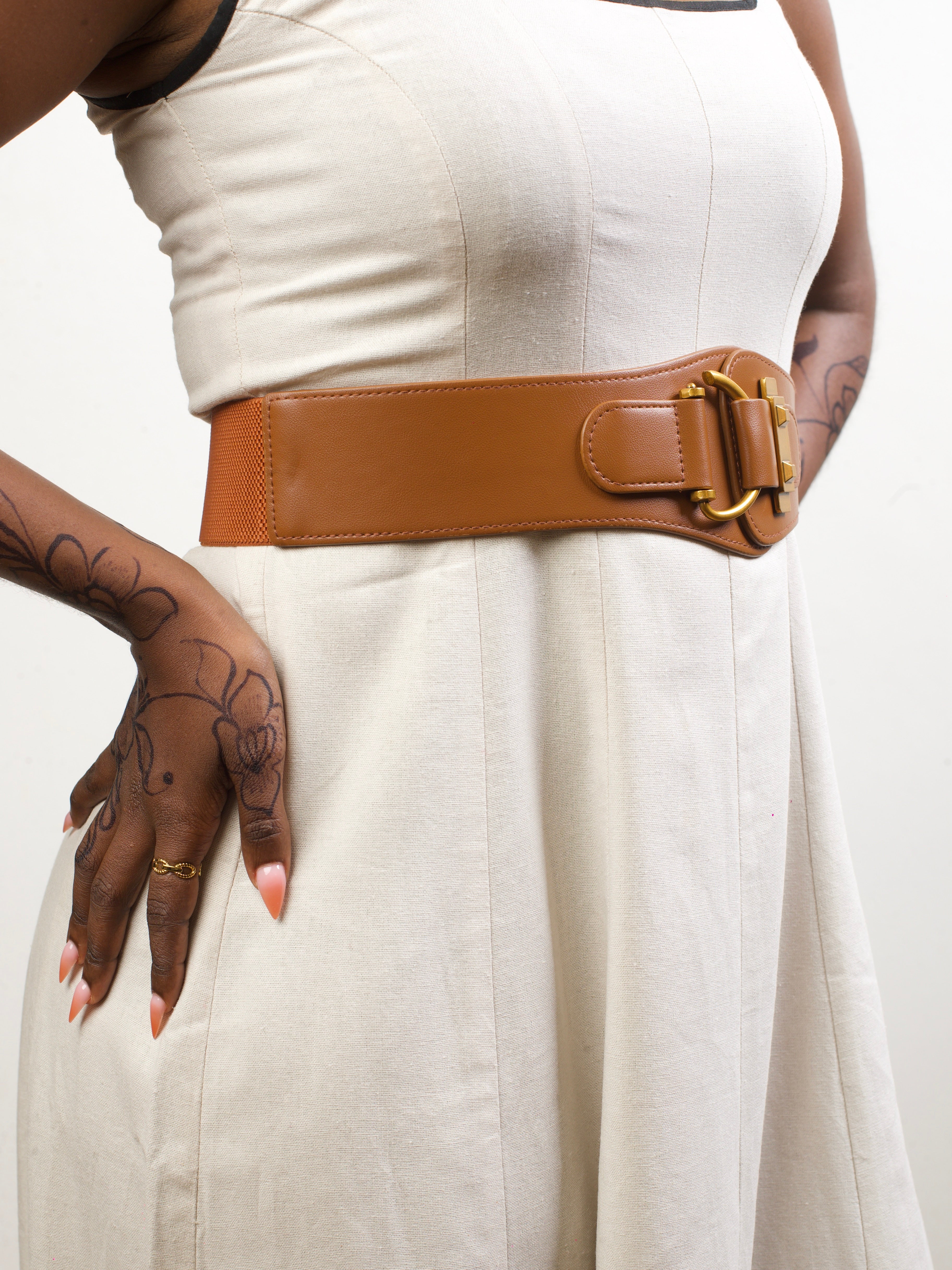 Afrodame Wide Belt - Brown — view 2