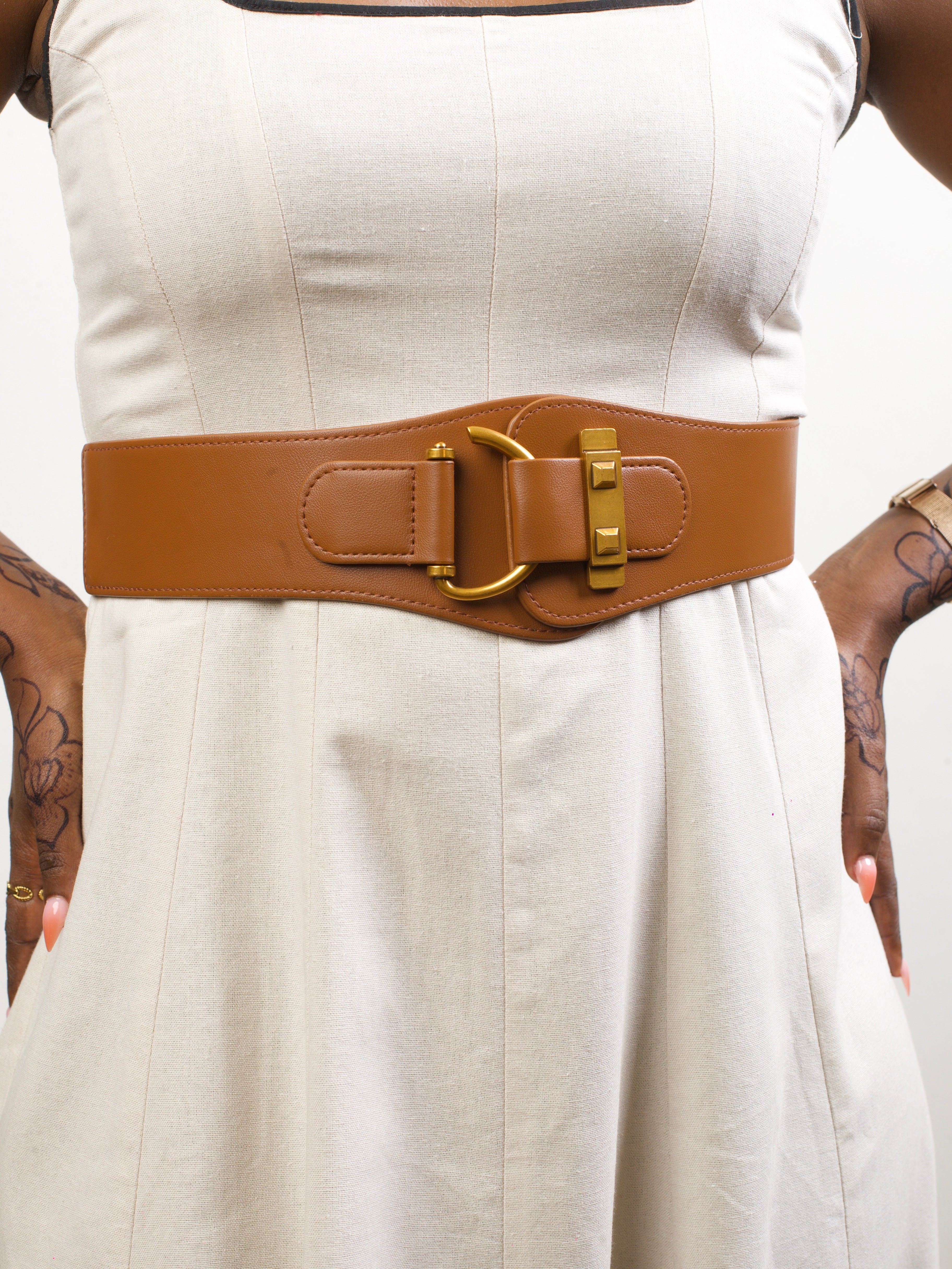 Afrodame Wide Belt - Brown — view 3