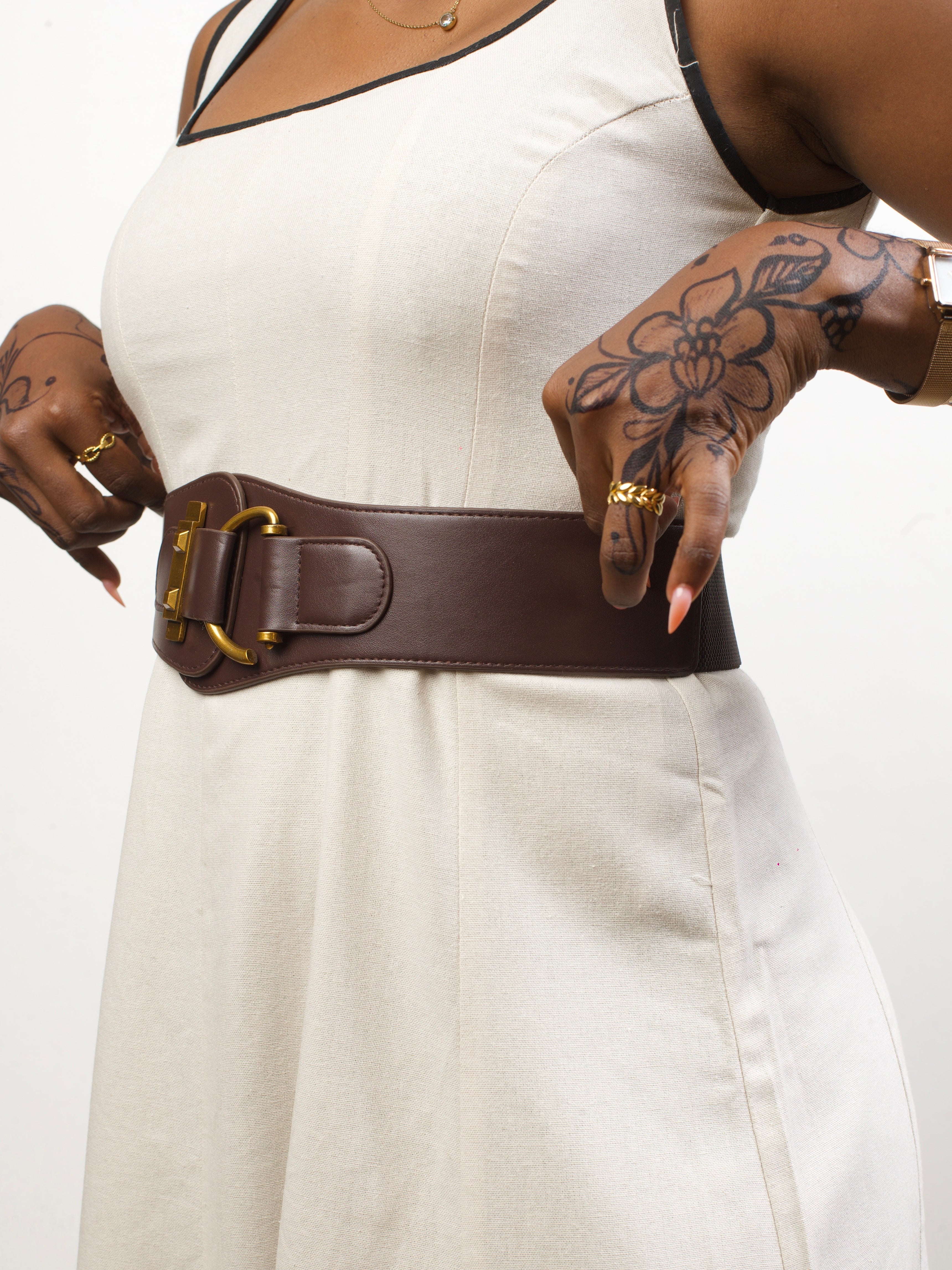 Afrodame Wide Belt - Chocolate — view 2