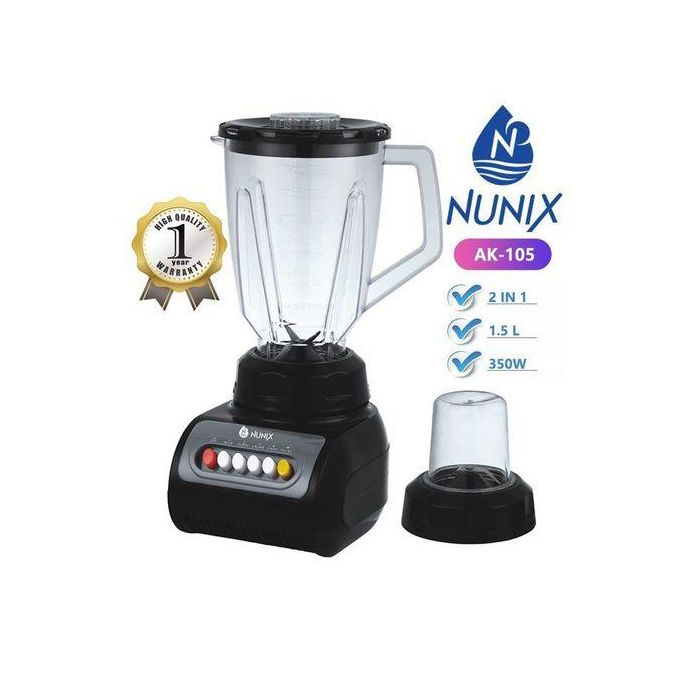 AK-105, 2 In 1 Blender With Grinding Machine - 350W - 1.5L - Black — view 2
