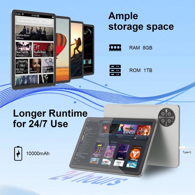 Android 16 Tablets, 10.1 Inches Sim 8GB+1TB Keyboard Mouse Long Standby Tablet PC — view 3