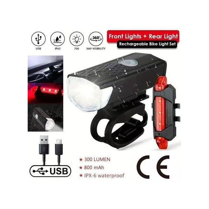 Bicycle Light USB LED Charging Set Mountain Bike Road Bike Front and Rear Headlights