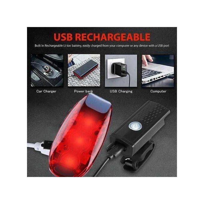 Bicycle Light USB LED Charging Set Mountain Bike Road Bike Front and Rear Headlights — view 2