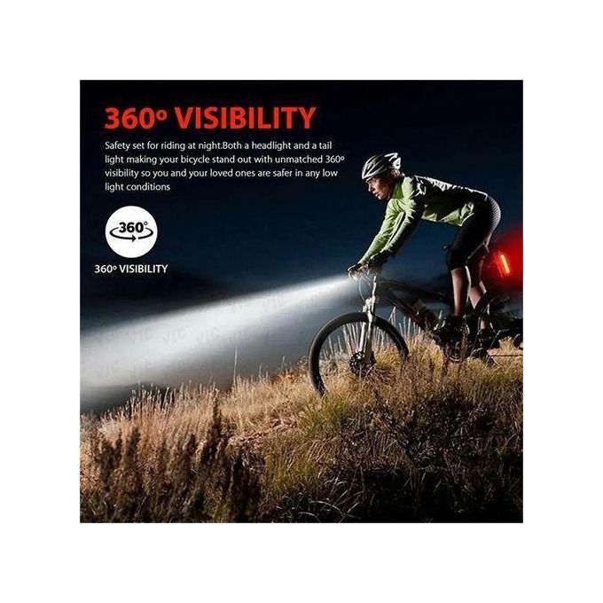 Bicycle Light USB LED Charging Set Mountain Bike Road Bike Front and Rear Headlights — view 3