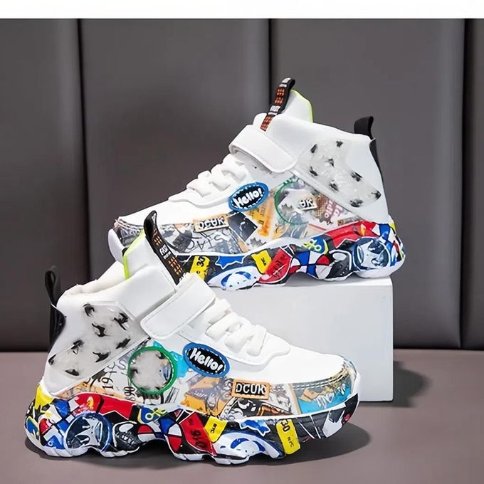 Boys Casual Shoes Velcro Breathable Flat Running Shoes for Teenagers Outdoor Back to