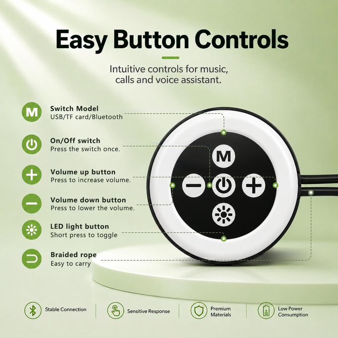 BS16 Black Bluetooth Speaker with LED Lights - Bluetooth 5.0, Ideal for Outdoor — view 3