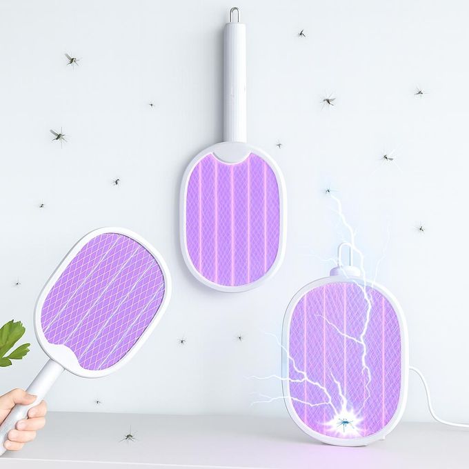 Bug Zapper Racket 2-in-1 Electric Fly Swatter, USB Rechargeable, 4000V High-Voltage