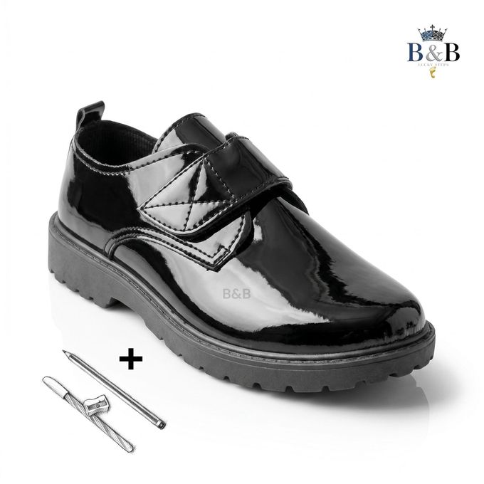 Classic Latent Leather Kids' School Shoes. Unisex Clean-Cut Kids' School Shoes. — view 2