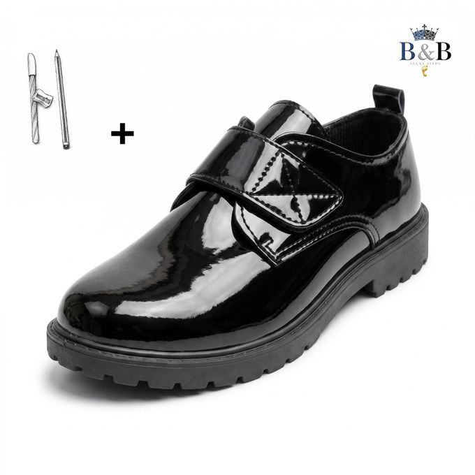 Classic Latent Leather Kids' School Shoes. Unisex Clean-Cut Kids' School Shoes. — view 3