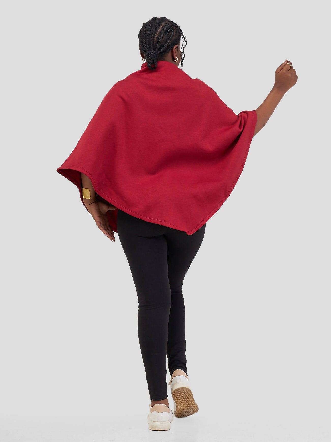 Crimson Crest Shawl /With Hidden Zipper For Effortless Wear - Red — view 3