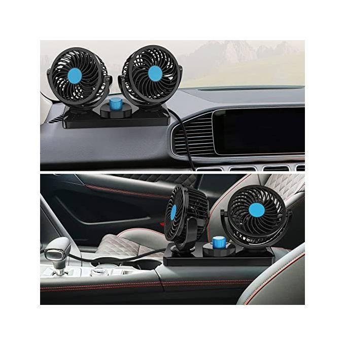 Double 360 Degree Rotatable Car Fan - 12V DC Electric 2 Speed Dual Head Fans