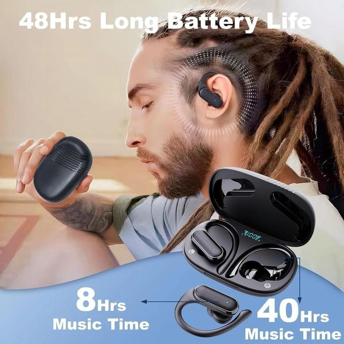 Earphones Wireless Bluetooth EarHooks Touch Control Earbuds — view 3