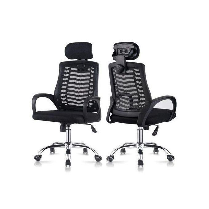 Ergonomic Adjustable Office Chair - Black Mesh High-Back Executive Swivel Chair with