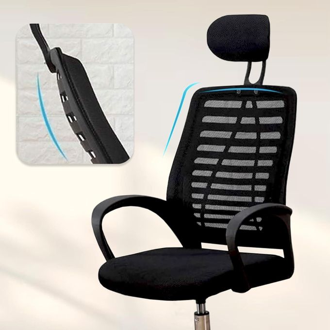 Ergonomic Adjustable Office Chair - Black Mesh High-Back Executive Swivel Chair with — view 3