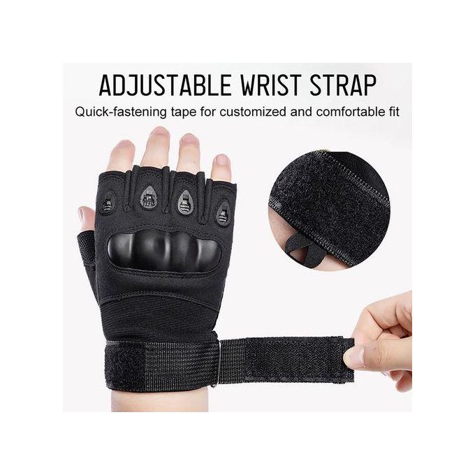 Fingerless Gloves With Hard Knuckle Anti-Slip Adjustable — view 2