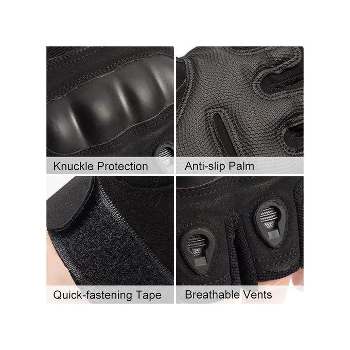 Fingerless Gloves With Hard Knuckle Anti-Slip Adjustable — view 3